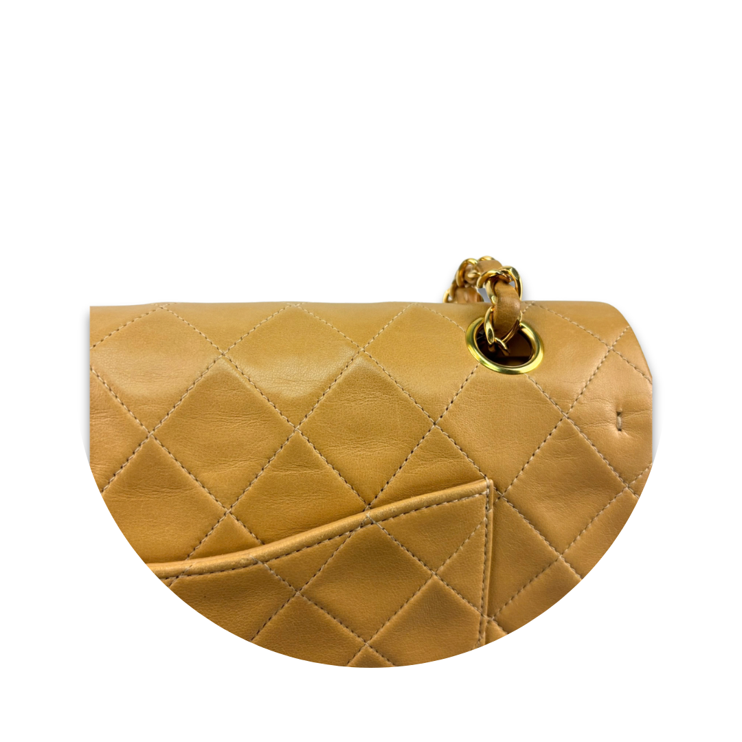 Chanel Camel Lambskin Classic Medium Double Flap