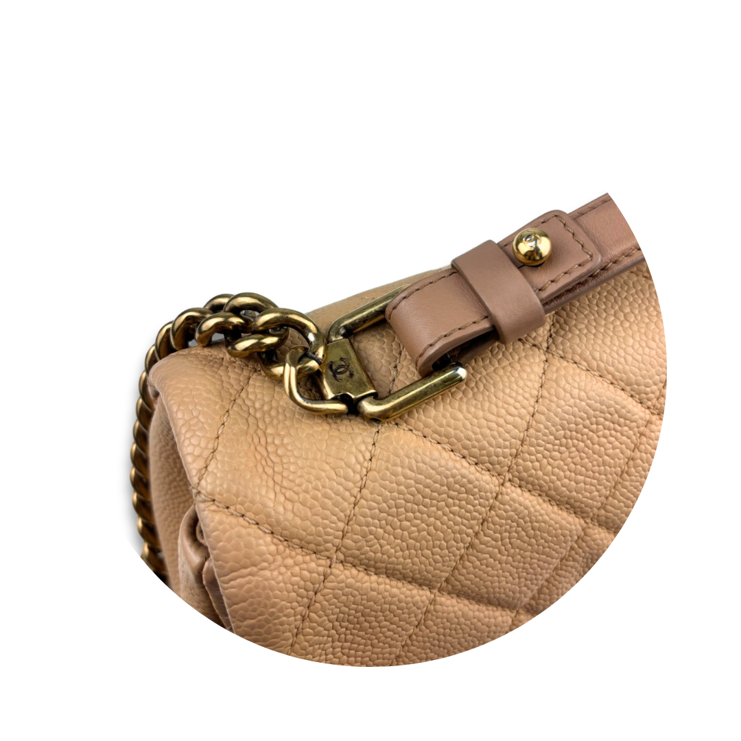 Chanel Tan Caviar Quilted Medium Chic Quilt Flap Bag