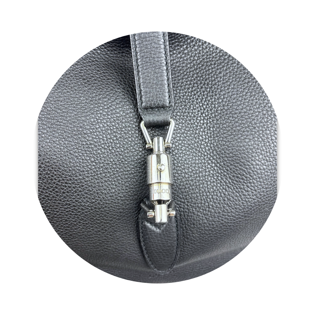 Gucci Black Soft Grained Calfskin Large Jackie Hobo
