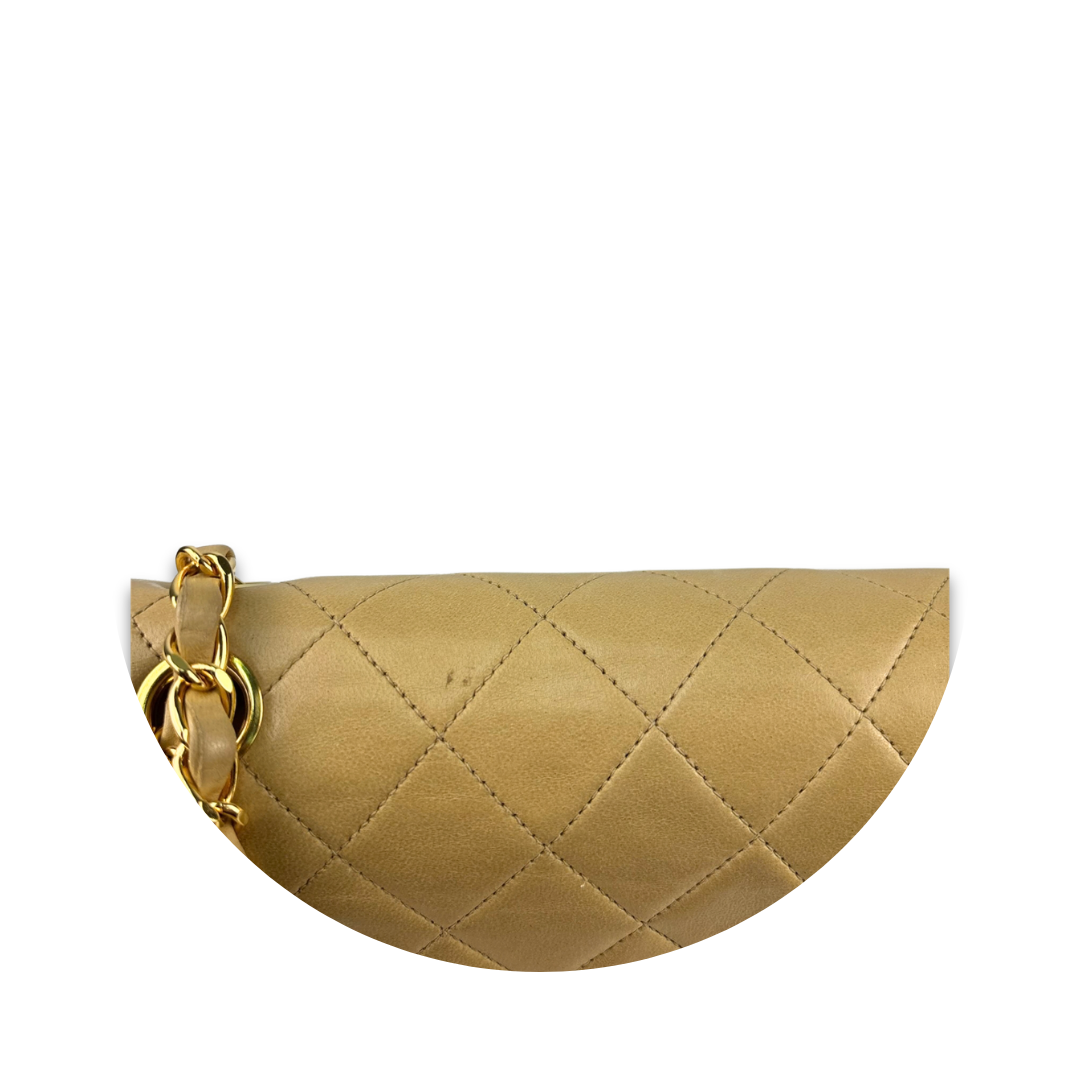Chanel Beige Lambskin Classic Medium Double Flap