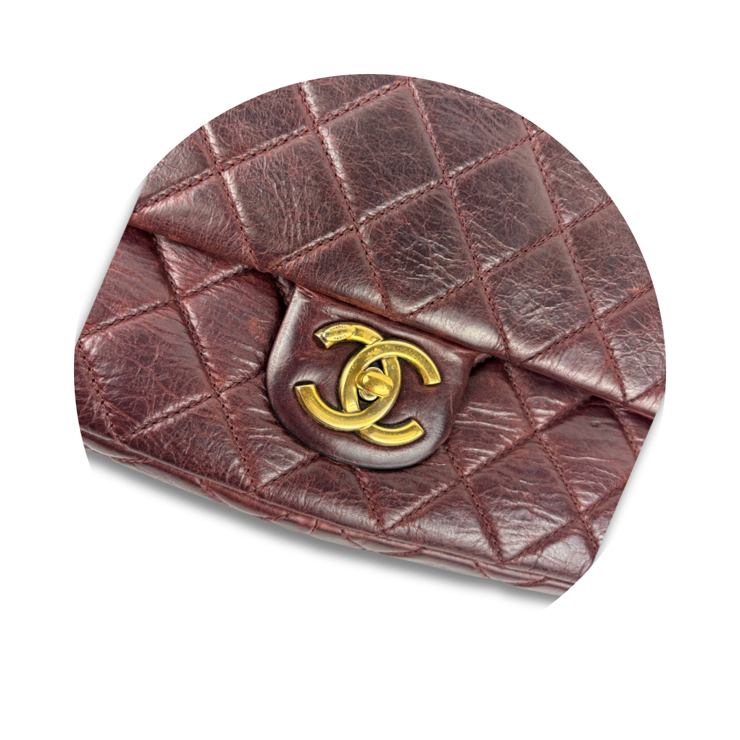 Chanel Distressed Burgundy Soft Double Flap Bag