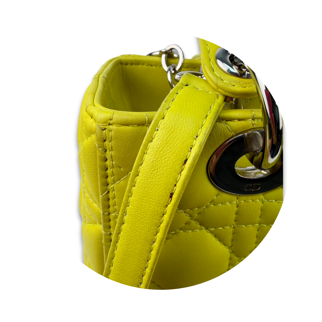 Dior Medium Yellow Lambskin Lady Dior