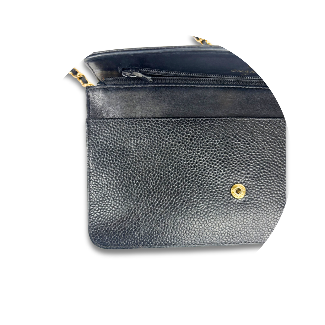 Chanel Caviar Black Classic Wallet on Chain