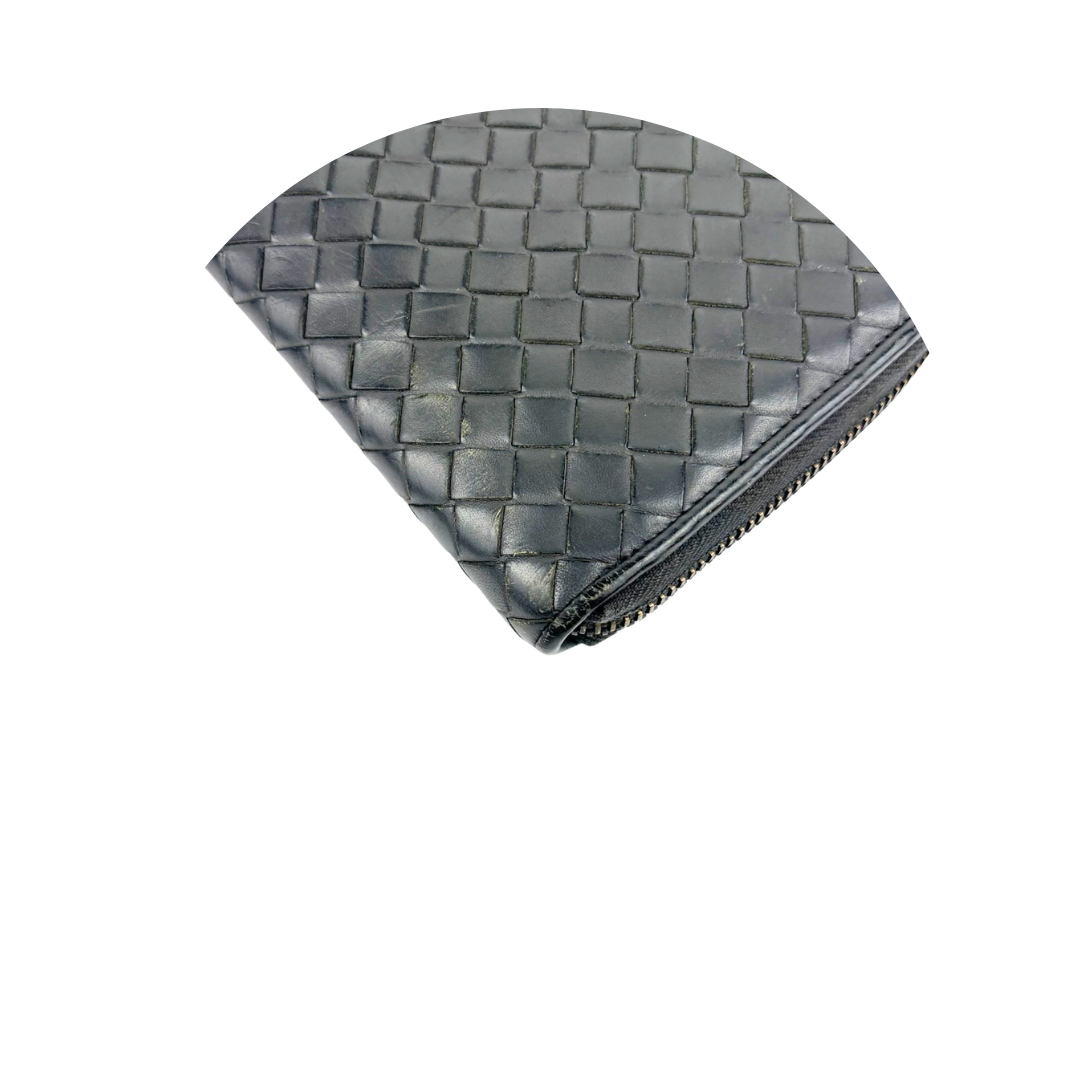 Bottega Veneta Intrecciato Grey Zip Around Wallet