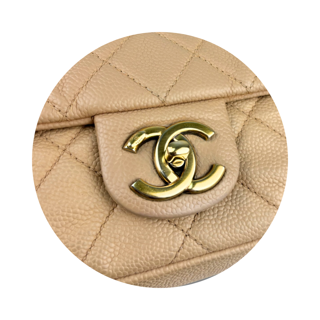 Chanel Tan Caviar Quilted Medium Chic Quilt Flap Bag