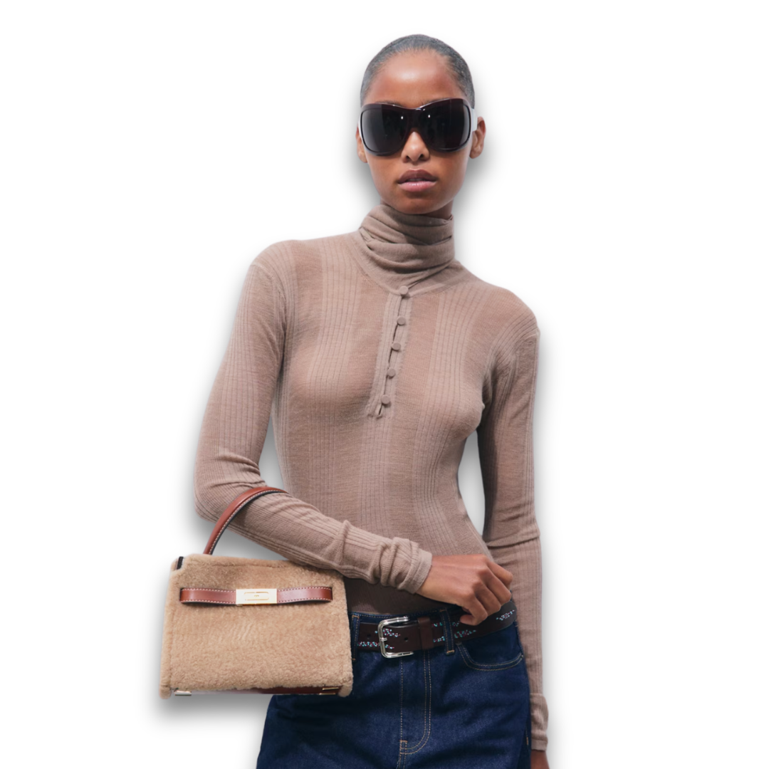 Tory Burch Lee Radziwill Shearling Petite Double Bag