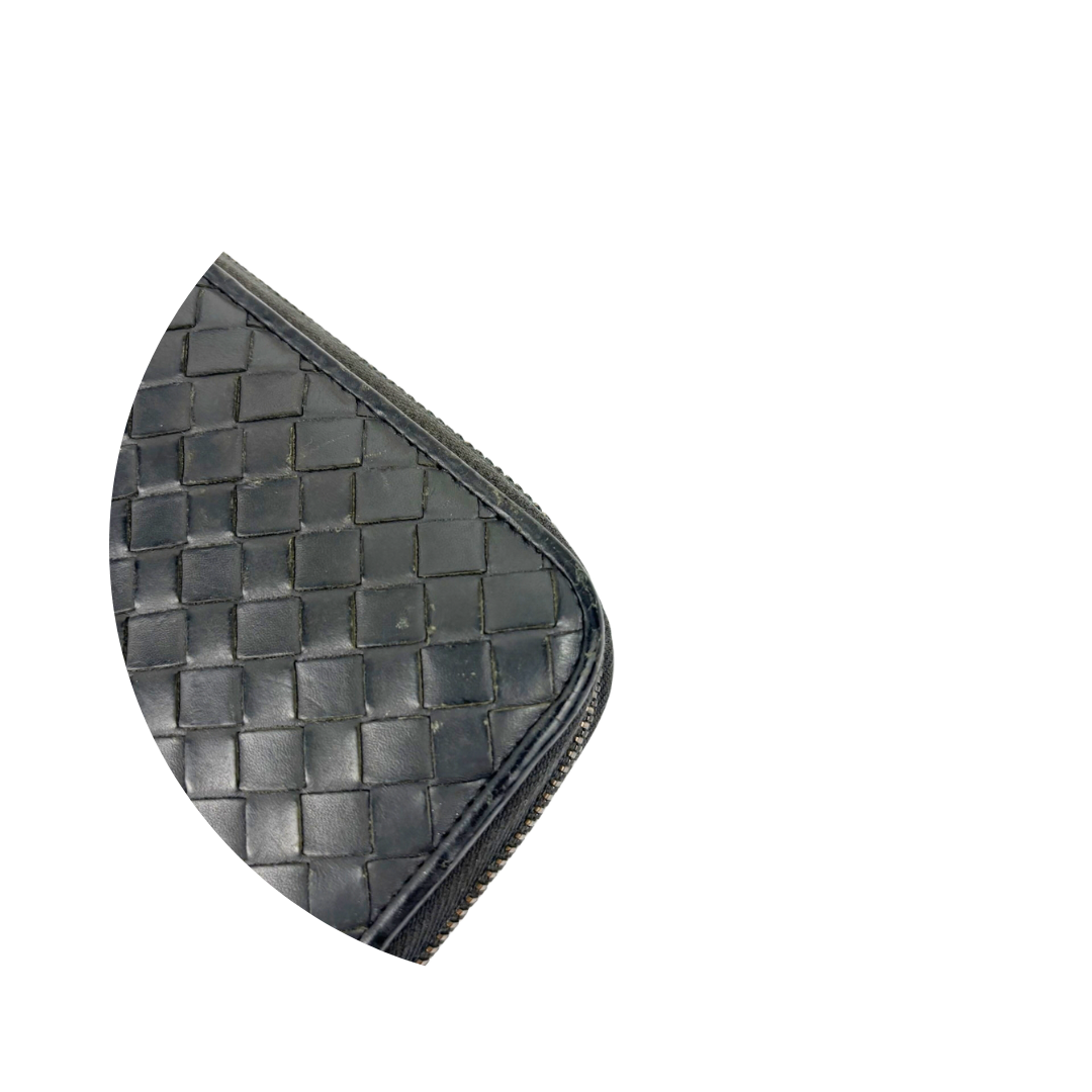 Bottega Veneta Intrecciato Grey Zip Around Wallet