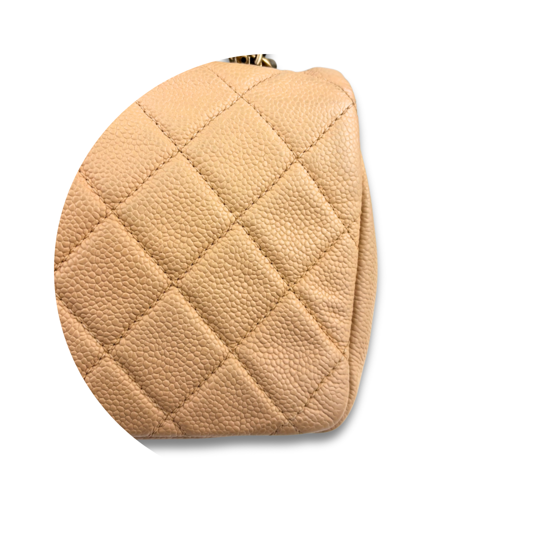 Chanel Tan Caviar Quilted Medium Chic Quilt Flap Bag
