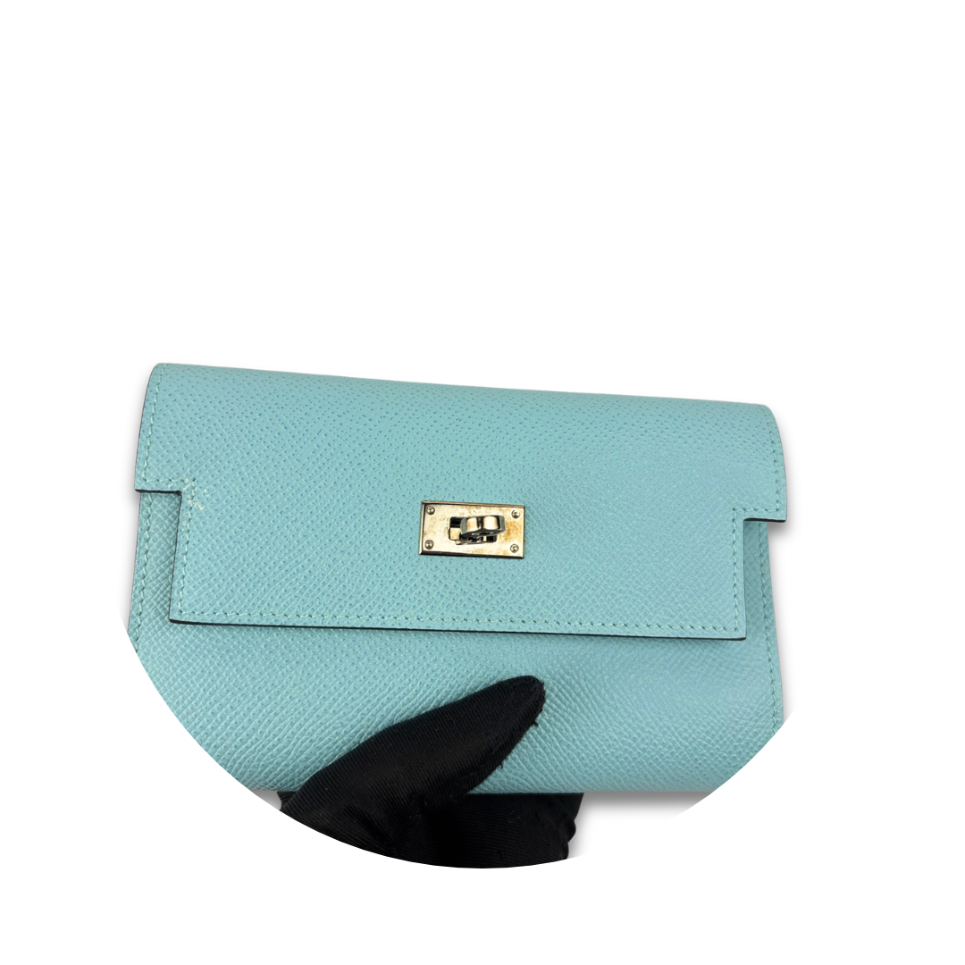Hermès Epsom Medium Blue Kelly Wallet