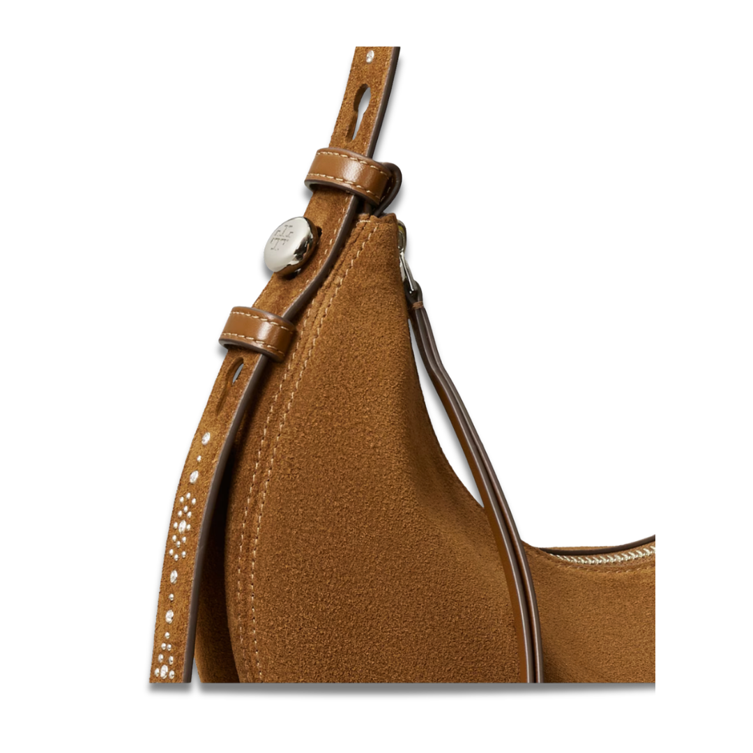 Tory Burch Romy Studded Suede Half Moon Bag