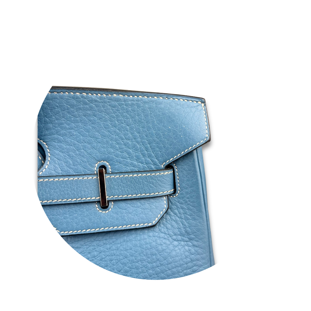 Hermès Clemence Birkin 35 Blue Jean