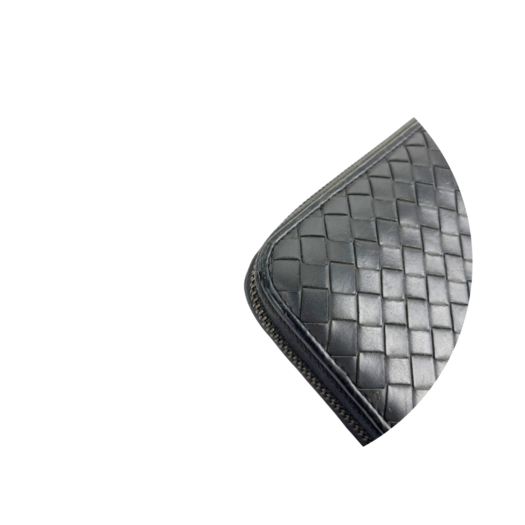 Bottega Veneta Intrecciato Grey Zip Around Wallet