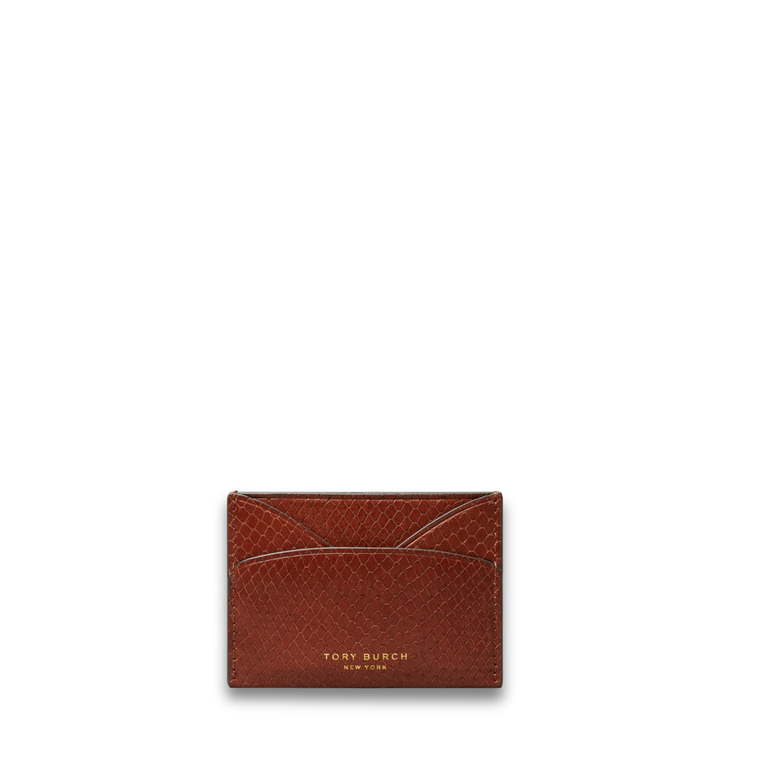 Tory Burch Romy Snake-Embossed Card Case