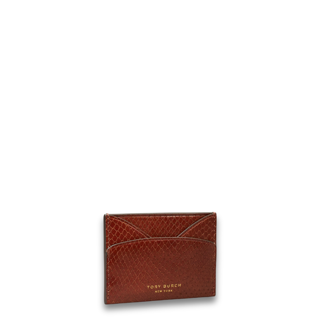 Tory Burch Romy Snake-Embossed Card Case