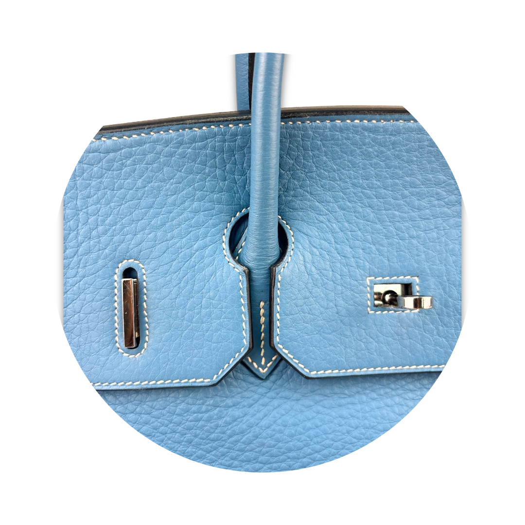 Hermès Clemence Birkin 35 Blue Jean