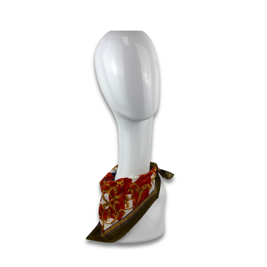 Celine Red Baroque Cotton Handkerchief