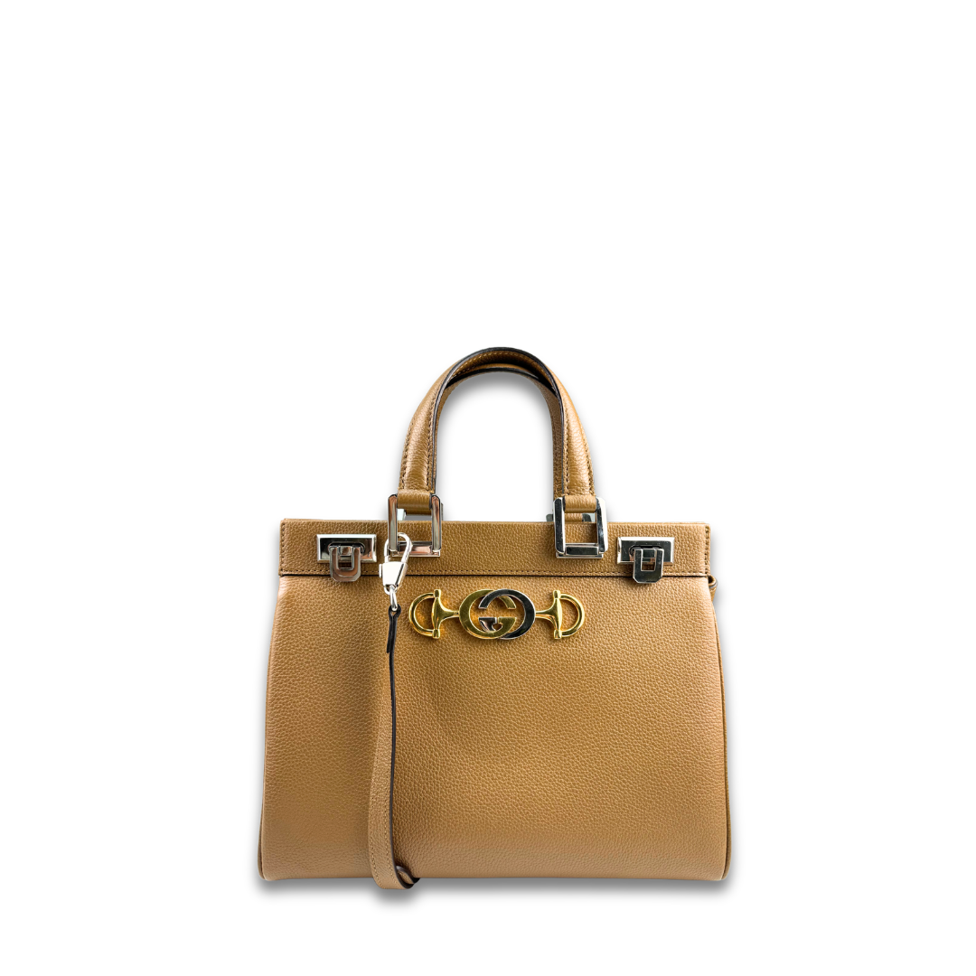 Gucci Small Brown Calfskin Zumi Top Handle Bag