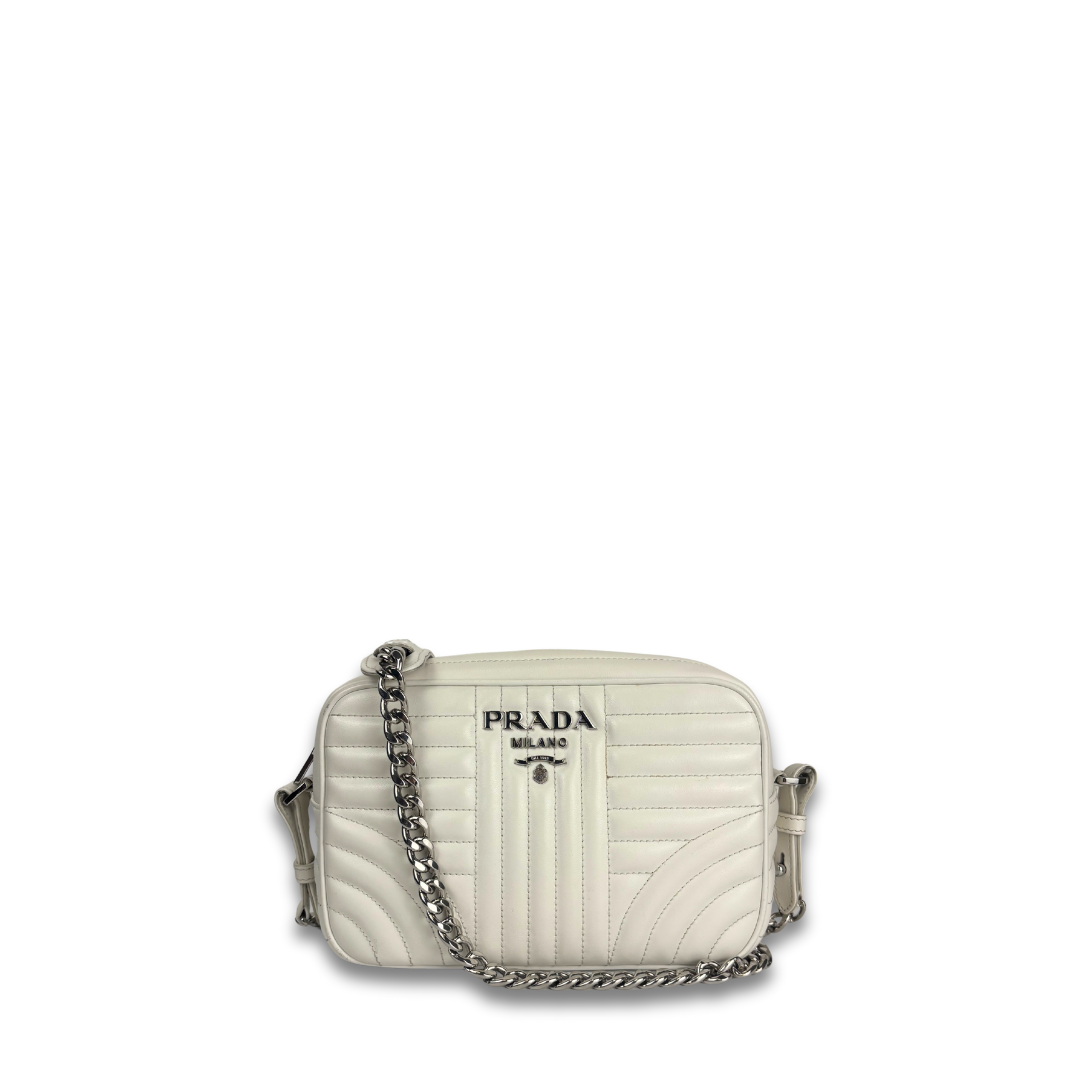 Prada White Diagramme Camera Bag