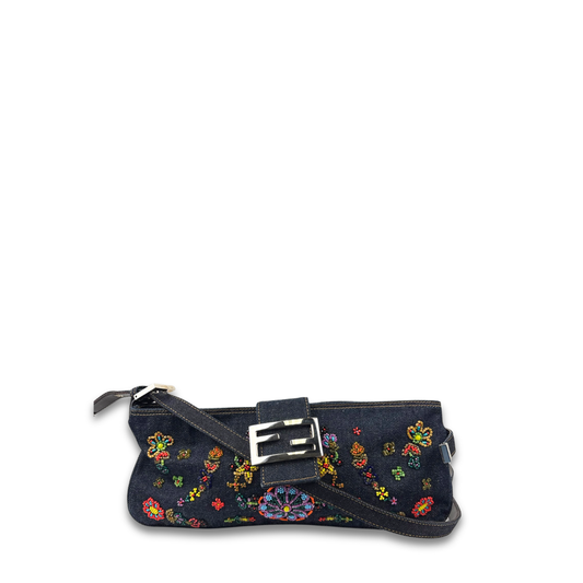Fendi Beaded Denim Zip Pochette