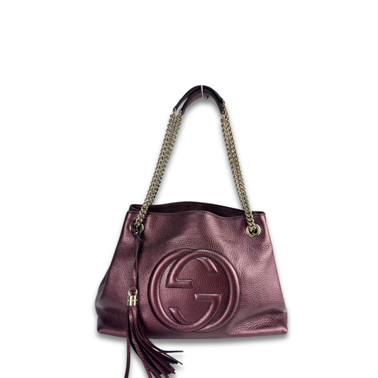 Gucci Metallic Purple Soho Chain Tote