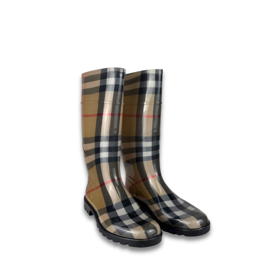 Burberry Haymarket Nova Check Rain Boots - Size 41