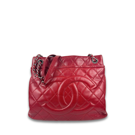 Chanel Burgundy Quilted Caviar CC Timeless Soft Tote