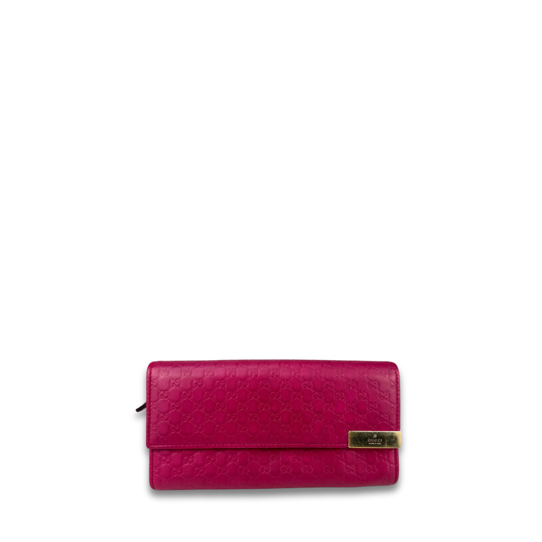 Gucci Hot Pink Microguccissima Flap Wallet