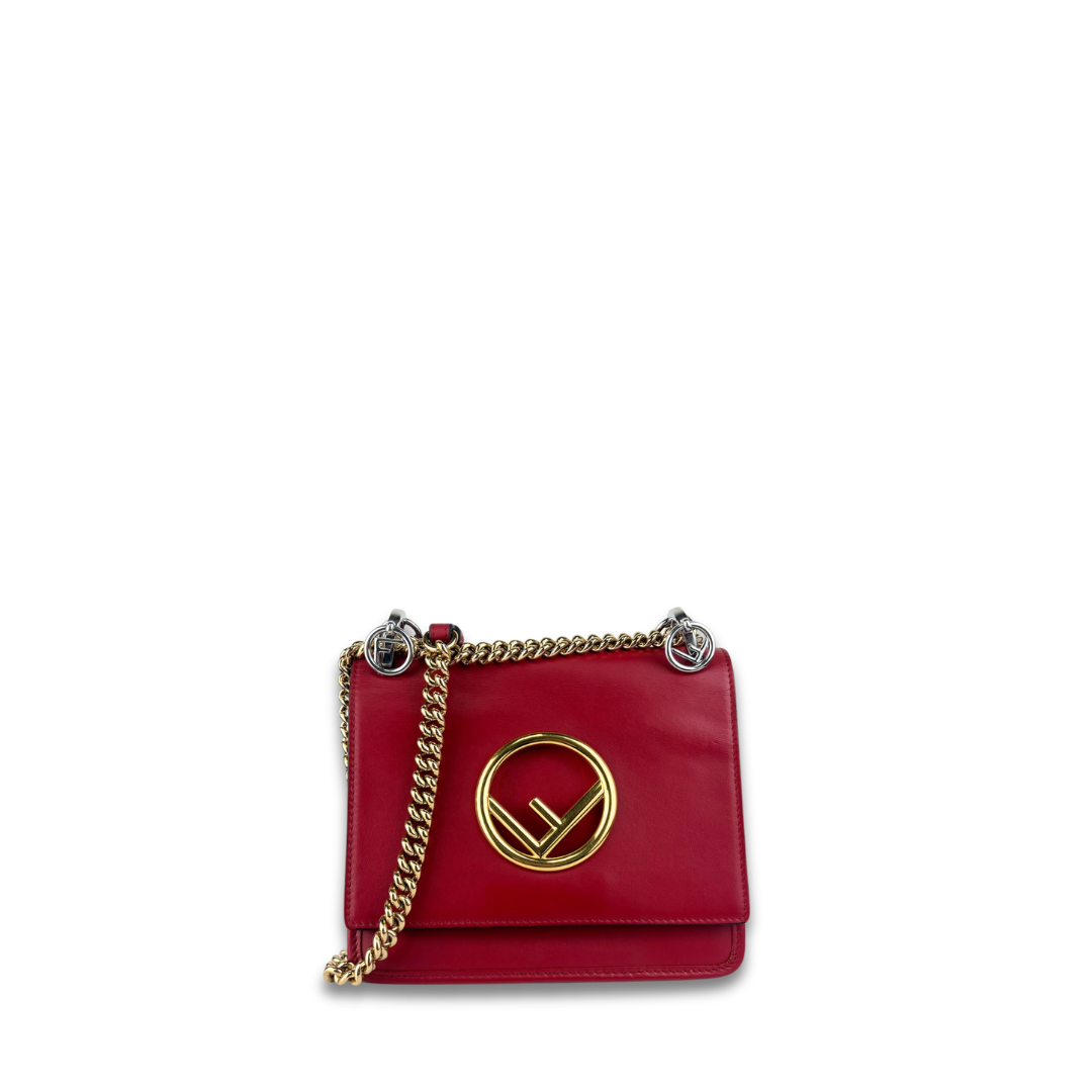 Fendi Red Leather I F Kan Small Shoulder Bag