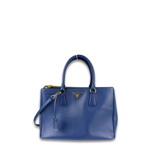 Prada Blue Saffiano Medium Double Zip Galleria