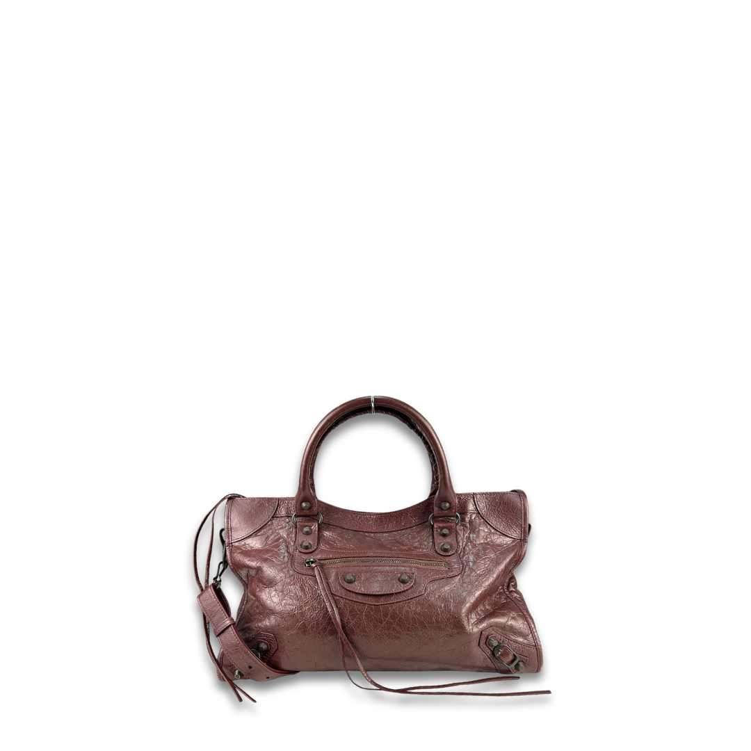 Balenciaga Maroon Medium City Bag