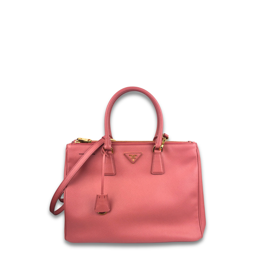Prada Coral Saffiano Large Double Zip Galleria