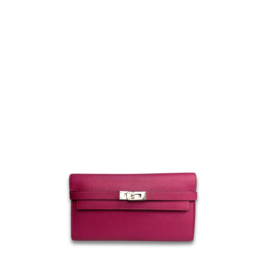 Hermes Rose Pourpre Epsom Kelly Long Wallet