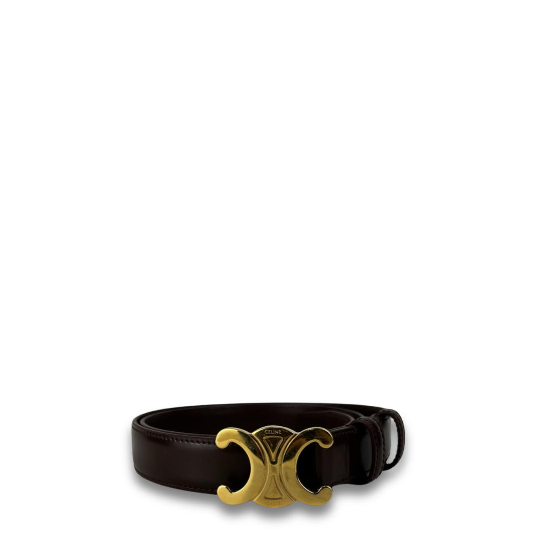 Celine Chocolate Brown 1" Triomphe Belt - Size 80