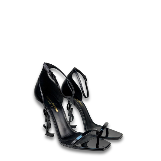 YSL Opyum 110 Black Patent Leather Sandals - Size 38