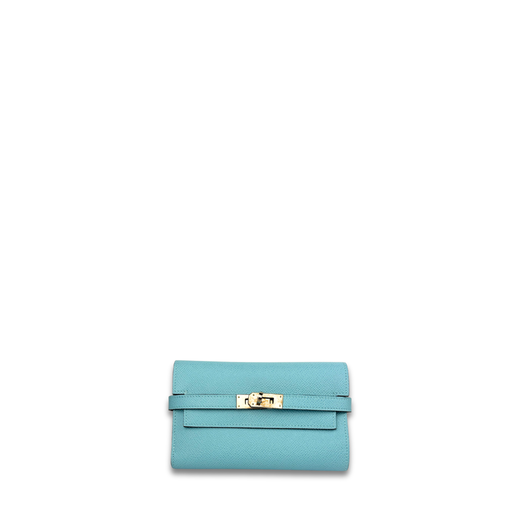 Hermès Epsom Medium Blue Kelly Wallet