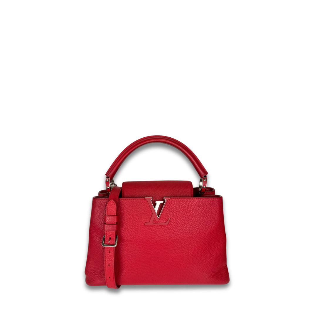 Louis Vuitton Red Taurillon Capucines PM