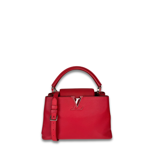 Louis Vuitton Red Taurillon Capucines PM