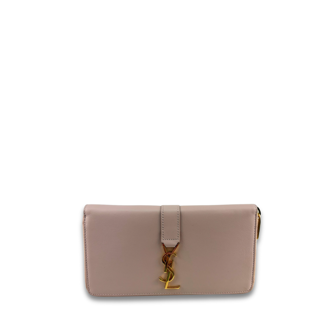 YSL Pink Zip Around Wallet
