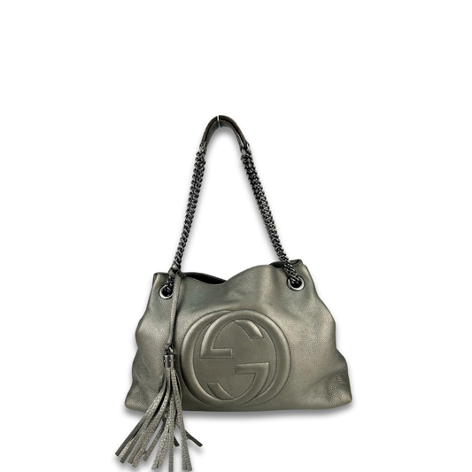 Gucci Pewter Soho Chain Tote