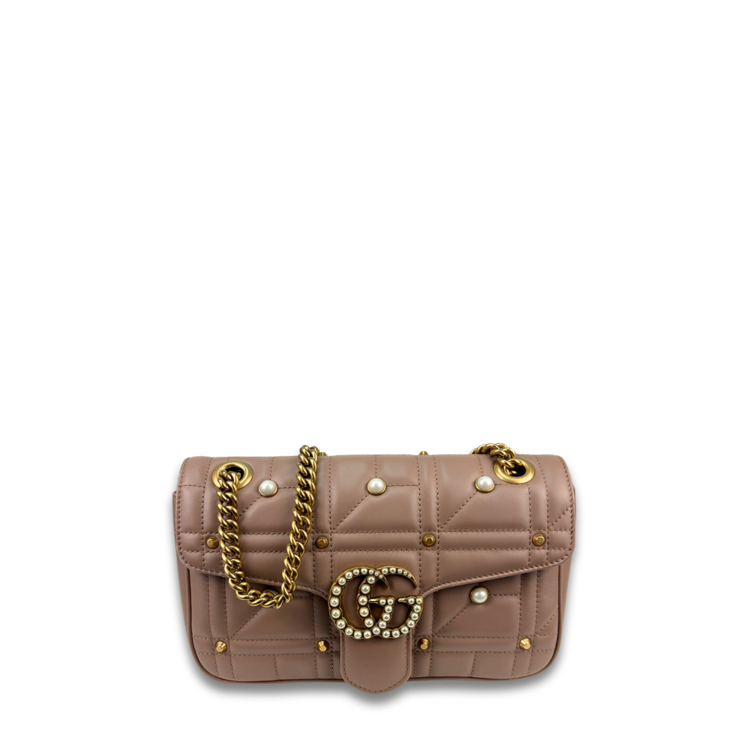Gucci Beige Pearl Marmont Shoulder Bag