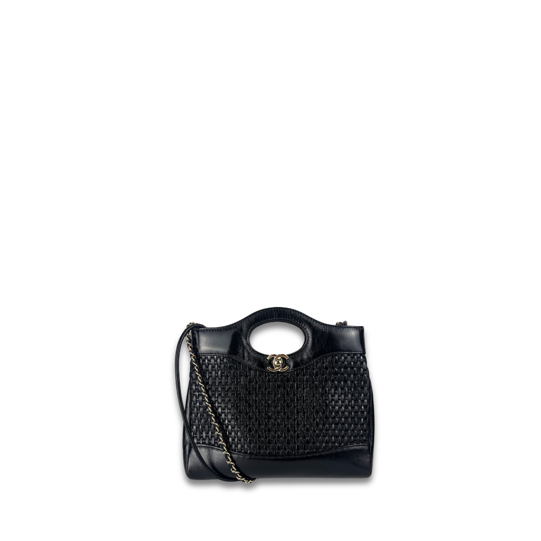 Chanel Black Woven Patent Mini 31 Shopping Bag