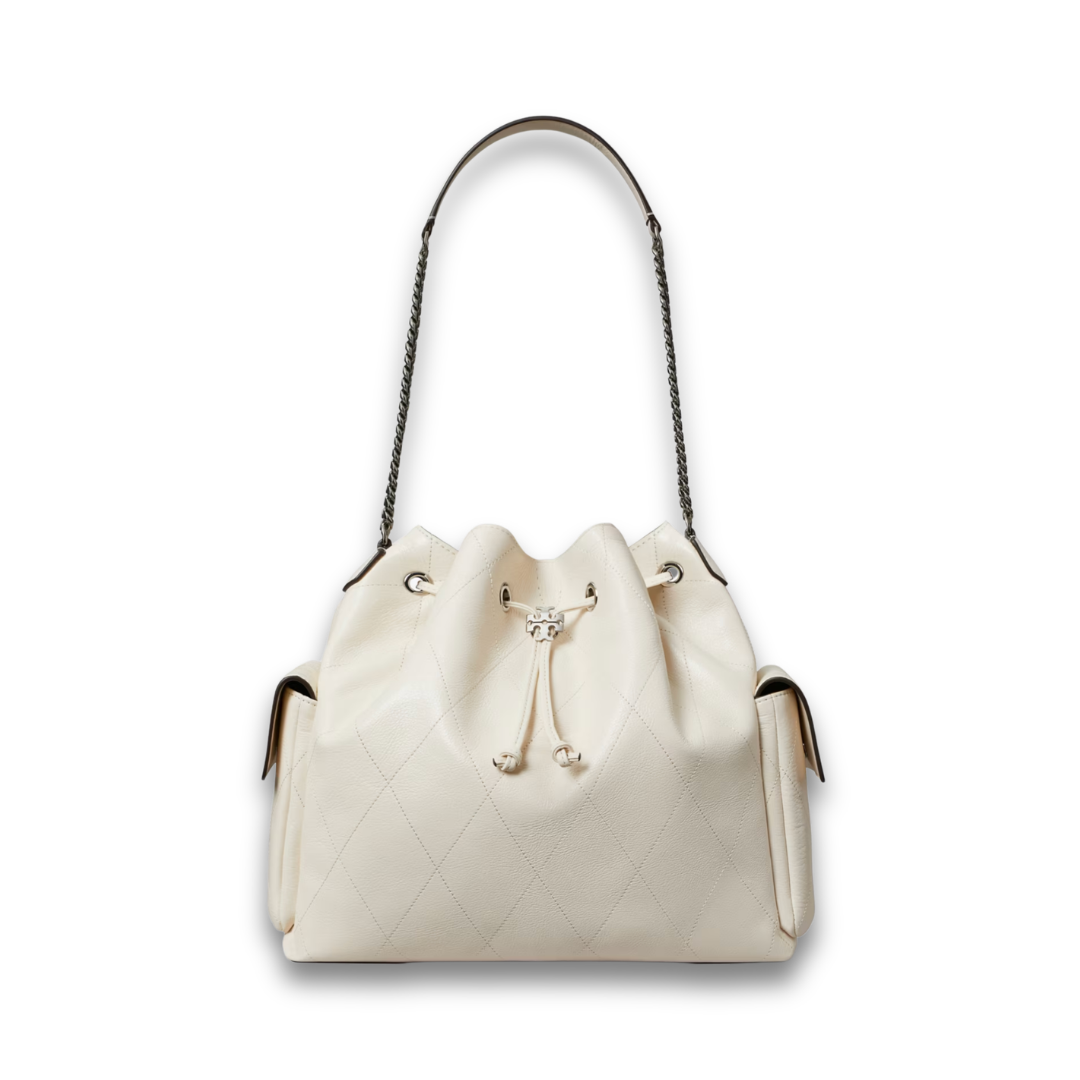 Tory Burch Charlie Quilted Large Drawstring Shoulder Bag