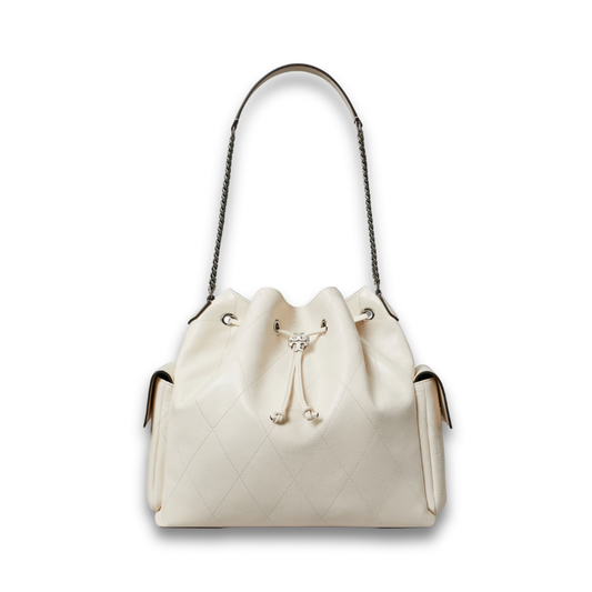 Tory Burch Charlie Quilted Large Drawstring Shoulder Bag