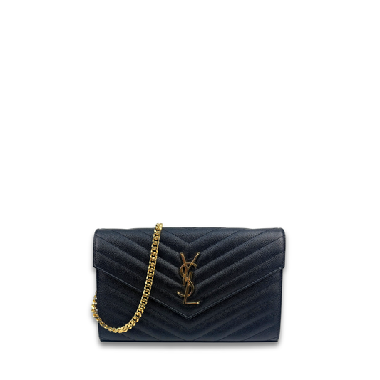 YSL Black Cassandre Quilted Chain Wallet