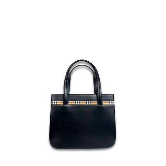 Burberry Black Leather Top Handle Tote