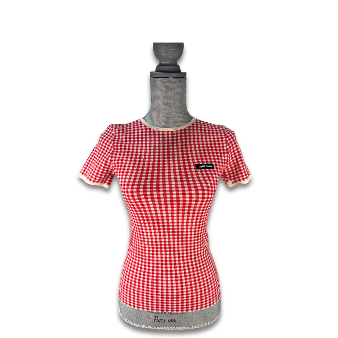 Miu Miu Gingham T-Shirt - Size 36
