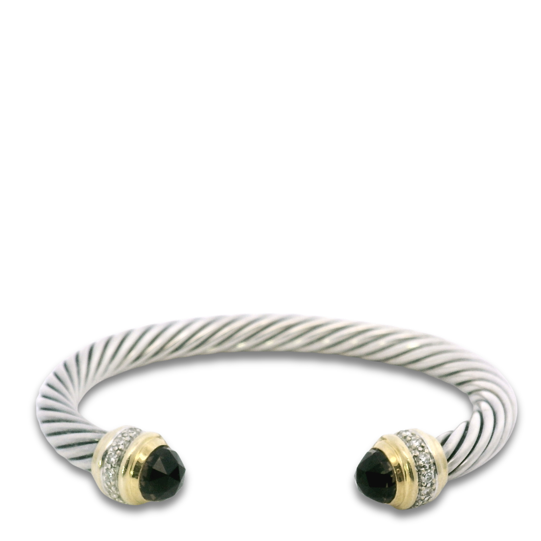 David Yurman Smokey Quartz Diamond 7mm Cable Cuff