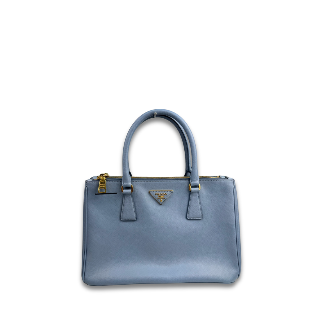 Prada Small Light Blue Double Zip Galleria