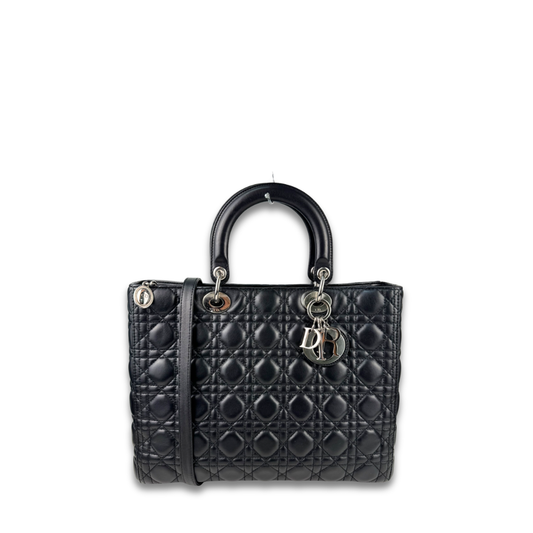 Dior Black Lambskin Large Lady Dior