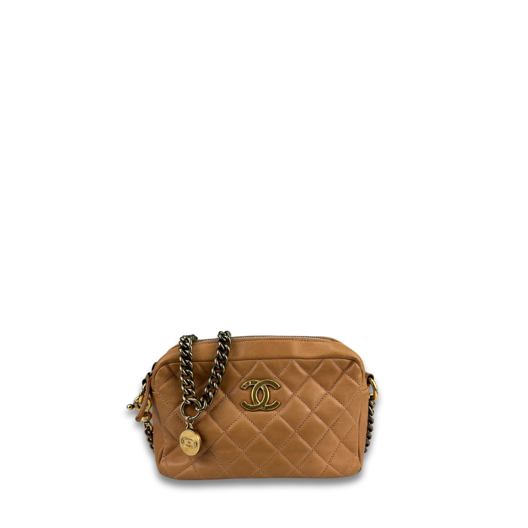 Chanel Brown Quilted Camera Bag